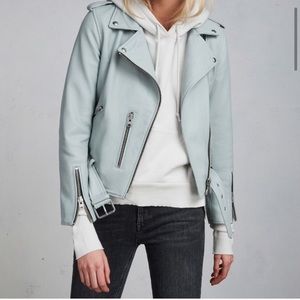 LAST CHANCE All Saints Mint Leather Balfern Jacket